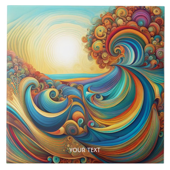 Azulejo De Cerâmica Fantasy Custa Sunrise Waves Beach (Frente)