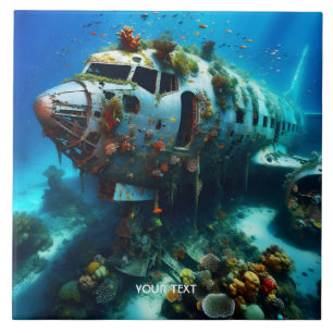 Azulejo De Cerâmica Fantasy Cute Broken Airplane Ocean