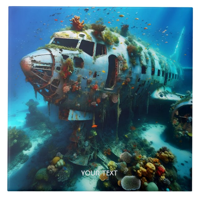 Azulejo De Cerâmica Fantasy Cute Broken Airplane Ocean (Frente)