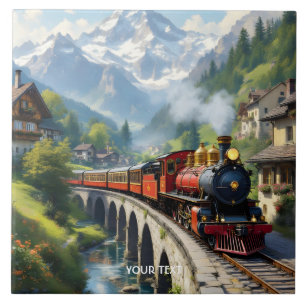 Azulejo De Cerâmica Fantasy Cute Crimson Antiguo Trem