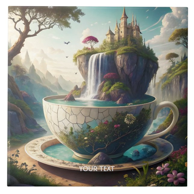 Azulejo De Cerâmica Fantasy Cute Cup Castle (Frente)