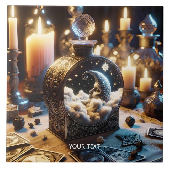 Azulejo De Cerâmica Fantasy Cute Decanter Moon Night (Frente)