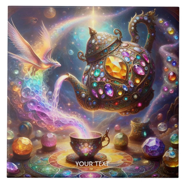 Azulejo De Cerâmica Fantasy Cute Glass Tea Kettle (Frente)