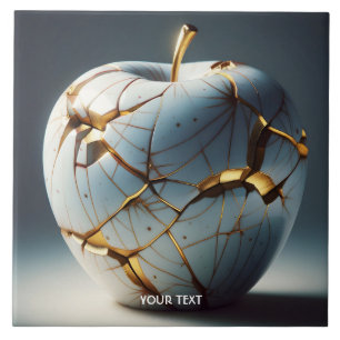 Azulejo De Cerâmica Fantasy Cute Kintsugi Porcelain Apple