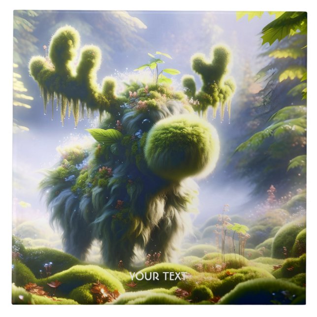 Azulejo De Cerâmica Fantasy Cute Moss Moose Forest (Frente)