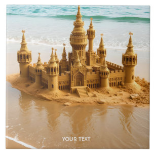 Azulejo De Cerâmica Fantasy Cute Sand Castle Beach