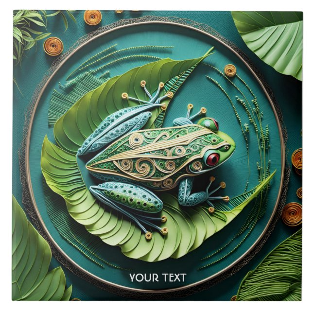 Azulejo De Cerâmica Fantasy Cute Sapo Deixa Filigree (Frente)