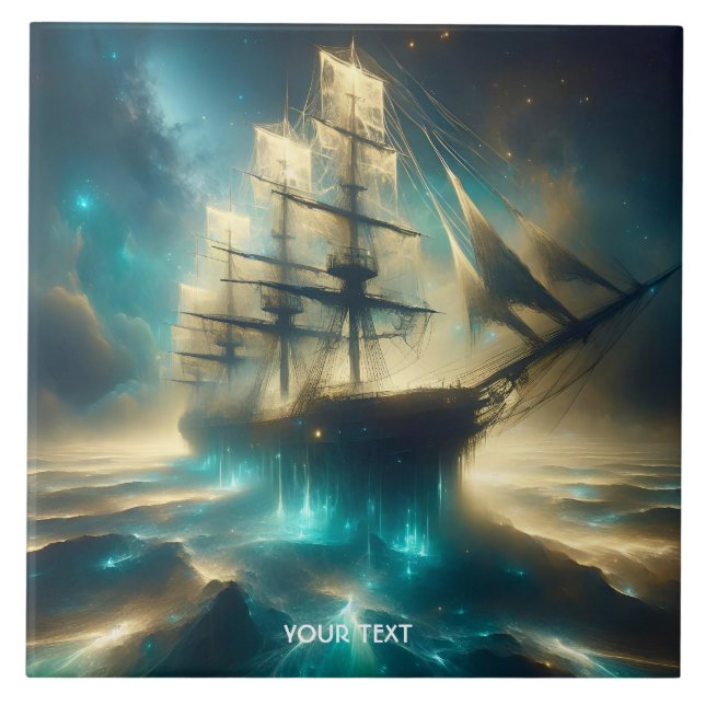 Azulejo De Cerâmica Fantasy Cute Sea Navio (Frente)