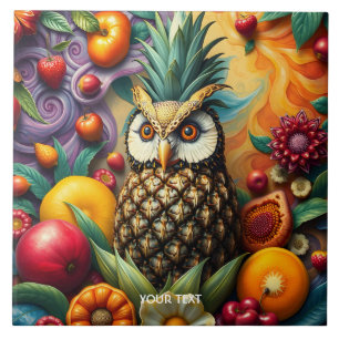 Azulejo De Cerâmica Fantasy Cute Serene Pineapple Owl