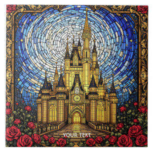 Azulejo De Cerâmica Fantasy Cute StainGlass Castle