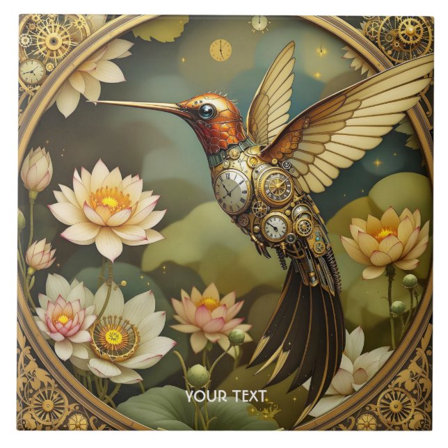 Azulejo De Cerâmica Fantasy Cute Steampunk Bird (Frente)