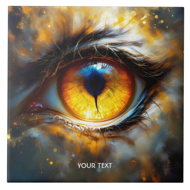 Azulejo De Cerâmica Fantasy Cute Tiger Orange Eye (Frente)