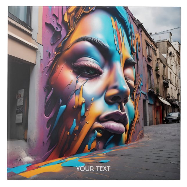 Azulejo De Cerâmica Fantasy Cute Vivid Face Street Art (Frente)