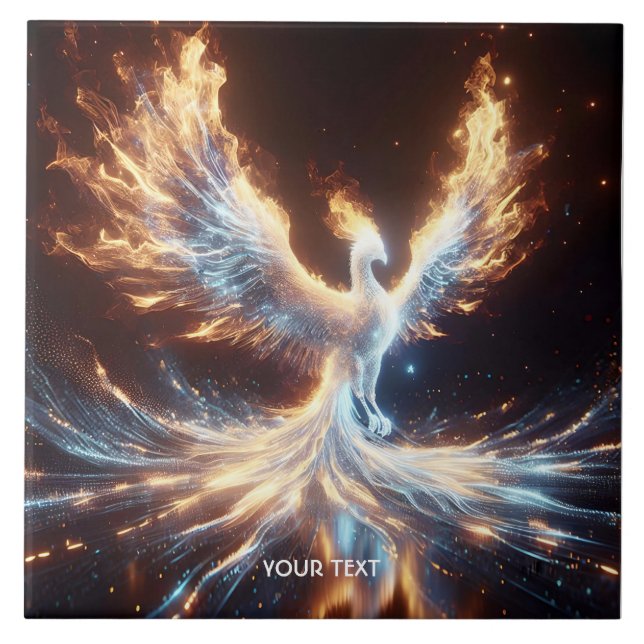 Azulejo De Cerâmica Fantasy Fênix Fire Reborn (Frente)