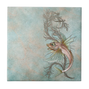 Azulejo De Cerâmica Fantasy Fish Art Nouveau