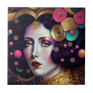 Azulejo De Cerâmica Fantasy Glam Mulher Pop Azulejo Cerâmica