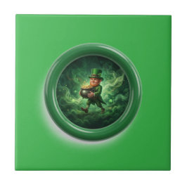 Azulejo De Cerâmica Fantasy Image Leprechaun Carrying Pot Of Gold