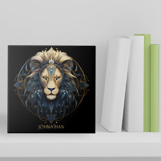 Azulejo De Cerâmica Fantasy Lion Zodiac Símbolo Sun Nome Símbolo Leo
