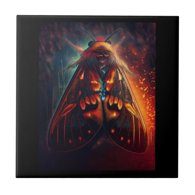 Azulejo De Cerâmica Fantasy Version Of A Clown Face Tiger Moth (Frente)