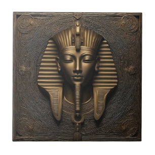 Azulejo De Cerâmica Faraó Egípcio Bronze Dourado Decorativo