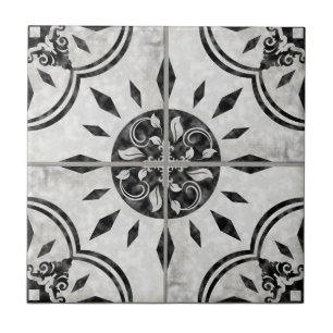 Azulejo De Cerâmica Farmhouse Black White Pattern Country Chic Rustic