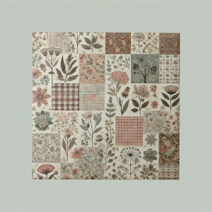 Azulejo De Cerâmica Farmhouse Rustic Sage Green Patchwork Quilt Floral
