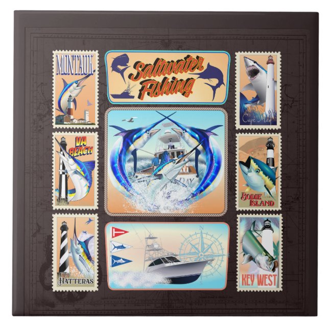 Azulejo De Cerâmica Faróis De Pesca De Água Salgada (Frente)