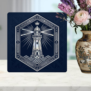 Azulejo De Cerâmica Farol Art Déco Design Náutico Prata