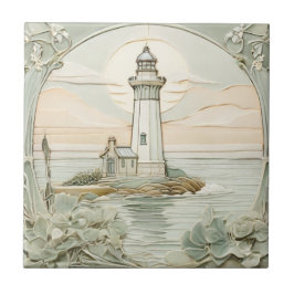 Azulejo De Cerâmica Farol Arte Nouveau Faux Alivio Pastel Mint