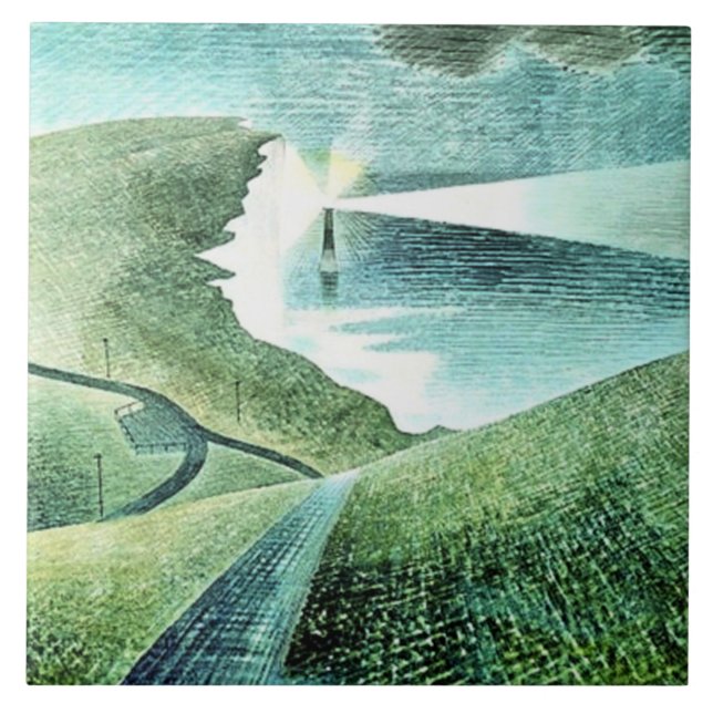 Azulejo De Cerâmica Farol Belle Tout Beachy Head,    (Frente)