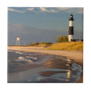 Azulejo De Cerâmica Farol Big Sable Point no Lago Michigan 2