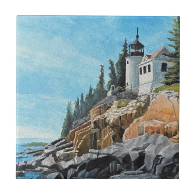 Azulejo De Cerâmica Farol de Bass Harbor (Frente)