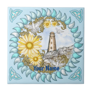 Azulejo De Cerâmica Farol de margarida amarela