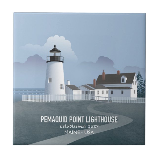 Azulejo De Cerâmica Farol de Pemaquid Point (Frente)