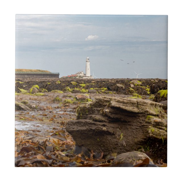 Azulejo De Cerâmica farol de Whitley Bay  (Frente)