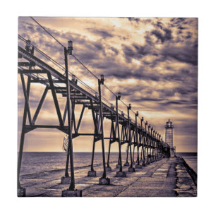Azulejo De Cerâmica Farol e píer de Grand Haven, Grand Haven