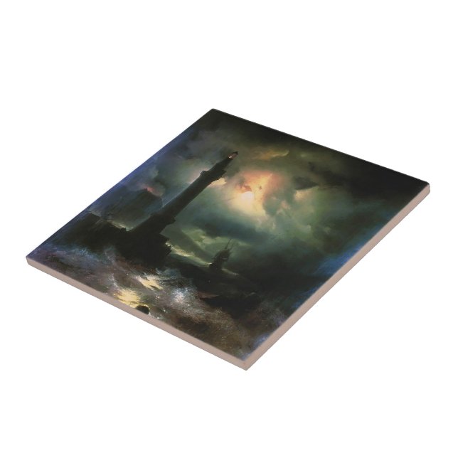 Azulejo De Cerâmica Farol napolitana de Ivan Aivazovsky- (Lateral)