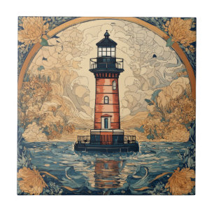 Azulejo De Cerâmica Farol Vermelho Vintage