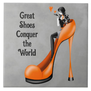 Azulejo De Cerâmica Fashion Diva em Stiletto - laranja