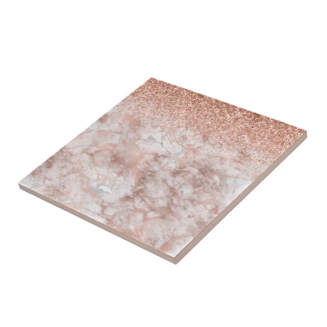 Azulejo De Cerâmica Fashion Elegant Ombre Pink Glitter Glitter Marble (Lateral)