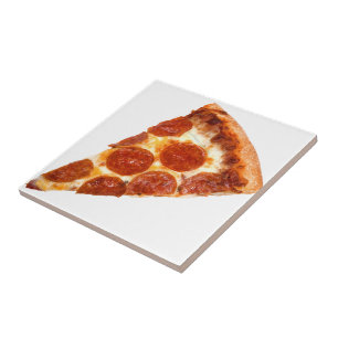 Azulejo De Cerâmica Fatia de pizza de pepperoni clássica da SlipperyJo