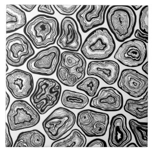 Azulejo De Cerâmica Fatias de agato em preto e branco