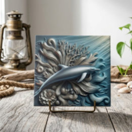 Azulejo De Cerâmica Faux Metal Ocean Reef & Dolphin Decoração
