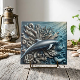 Azulejo De Cerâmica Faux Metal Ocean Reef & Dolphin Decoração