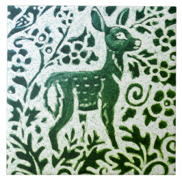 Azulejo De Cerâmica Fawn Deer Batik moderna Floresta Azul