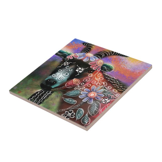 Azulejo De Cerâmica Fazenda De Capim Floral Para Animais (Lateral)