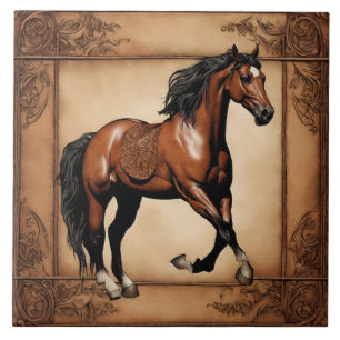 Azulejo De Cerâmica Fazenda Ranhura Oeste Equestre Castanho Equestre