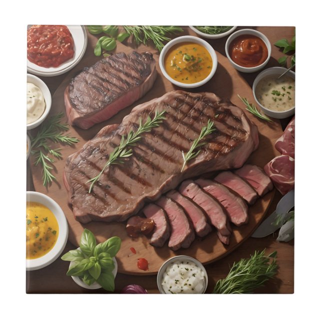 Azulejo De Cerâmica Fechar Ingredientes de Churrasco (Frente)
