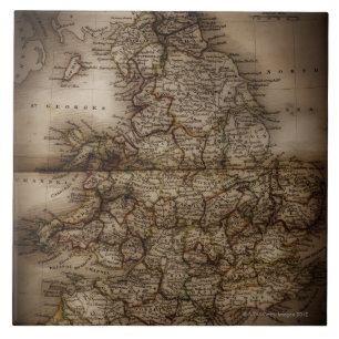 Azulejo De Cerâmica Feche acima do mapa antigo de Inglaterra