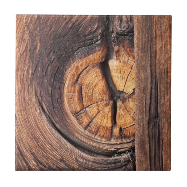 Azulejo De Cerâmica Feche um nó de madeira, Califórnia (Frente)